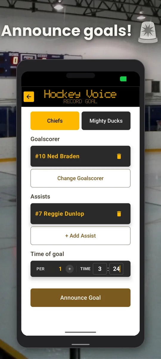 Announce goals