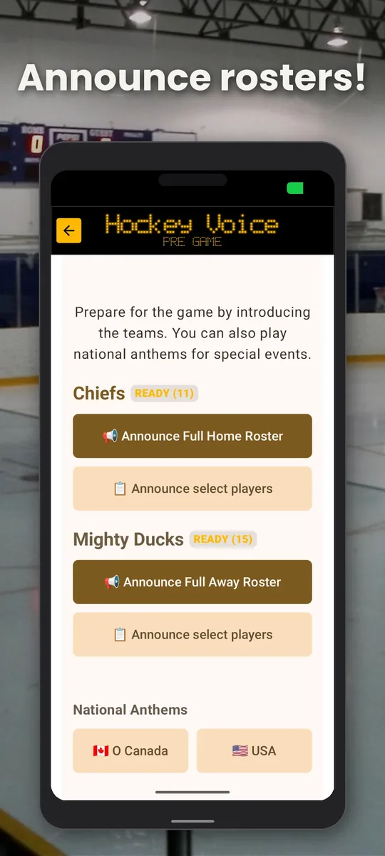 Announce rosters